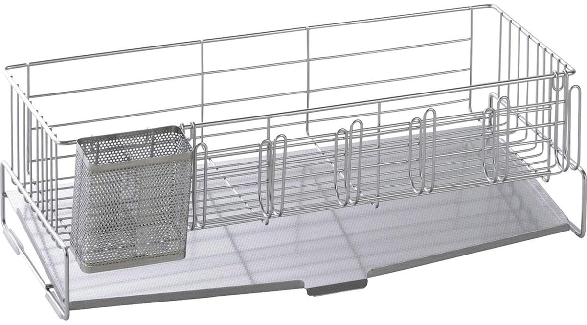 Shimomura Planning 41493 Space-Saving Dish Drainer Rack, Slim, Depth 18.5 inches (47 cm), Made in Japan, Top of the Sink Tray with Less Conspicuous Water Scales, Compatible with Various Tableware, 6