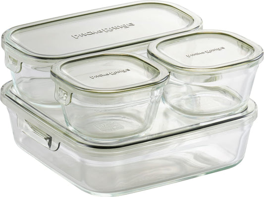 iwaki PC-PRN4G42 Heat Resistant Glass Storage Container, Olive Green, System Set, Mini Pack & Range