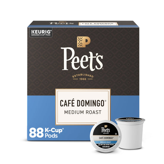 Peet's Coffee, Medium Roast Keurig K-Cup Pods, 100% Arabica Coffee - Café Domingo 88 Count (4 Boxes of 22 K-Cup Pods)