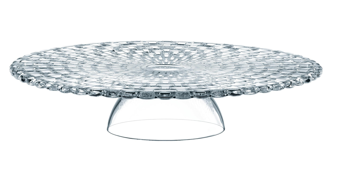 Nachtmann Bossa Nova Collection Crystal Chip & Dip/Cake Plate, Use as a Cake Stand, or Serving Platter with Attached Bowl, Glass, Round, 13-Inch, Dishwasher Safe