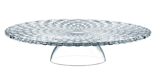 Nachtmann Bossa Nova Collection Crystal Chip & Dip/Cake Plate, Use as a Cake Stand, or Serving Platter with Attached Bowl, Glass, Round, 13-Inch, Dishwasher Safe