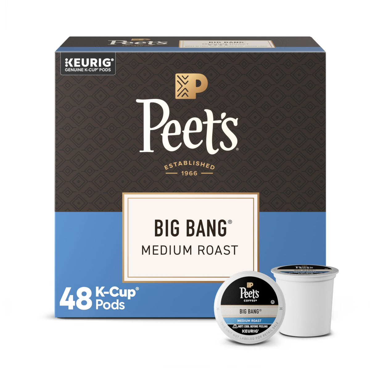 Peet's Coffee, Medium Roast Keurig K-Cup Pods, 100% Arabica Coffee - Big Bang 48 Count (1 Box of 48 Pods)