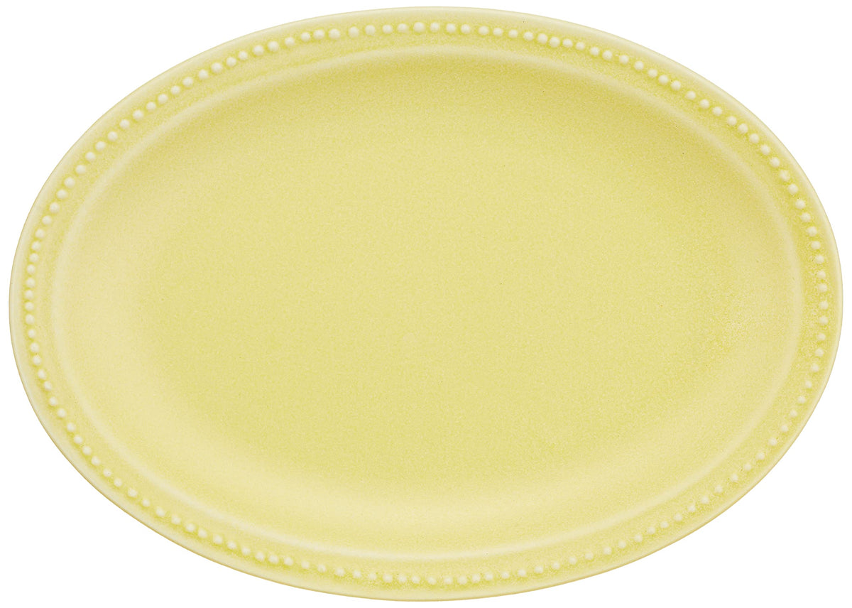 TOKI1919 Dot Rim 220 Oval Plate Rim Oval Plate Curry Plate Pasta Plate Approx. 8.7 x 6.3 inches (22 x 16 cm) French Dish Tableware Hotel Restaurant Specifications Microwave Dishwasher Safe La Tima