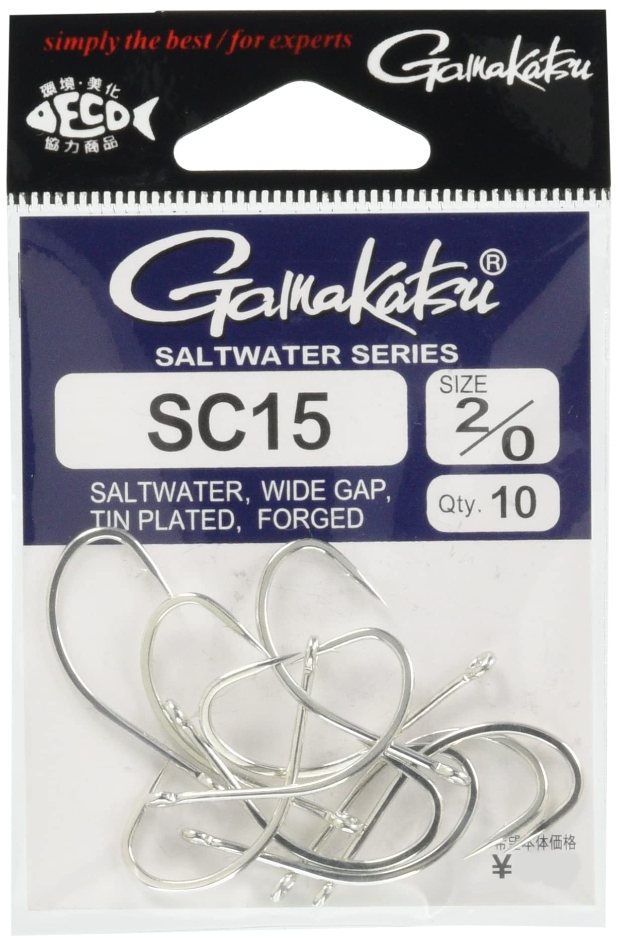 Gamakatsu 67703 Fly Hooks, SC15, No. 2/0, 10 Pieces, Silver