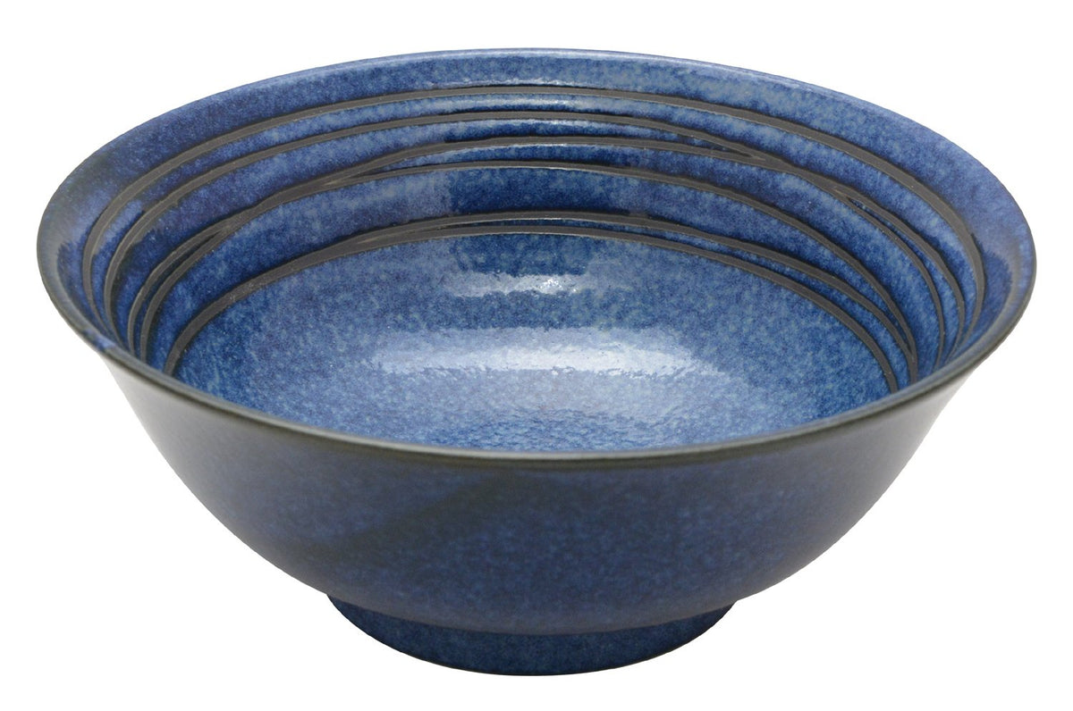 Mino Ware 130-1306 Unkai Ramen Pot, Donburi, Bowl, Pot, Udon, Soba, Diameter 7.5 x Height 3.0 inches (19 x 7.7 cm), Microwave, Dishwasher Safe, Blue, Made in Japan