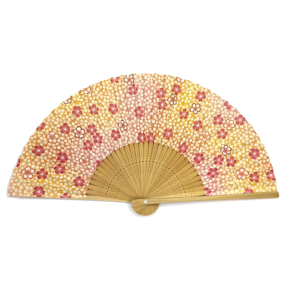 Japanese folding fan / HYAKKARYORAN / 7.7inch 35spaces Two-side printing / With premium fan box