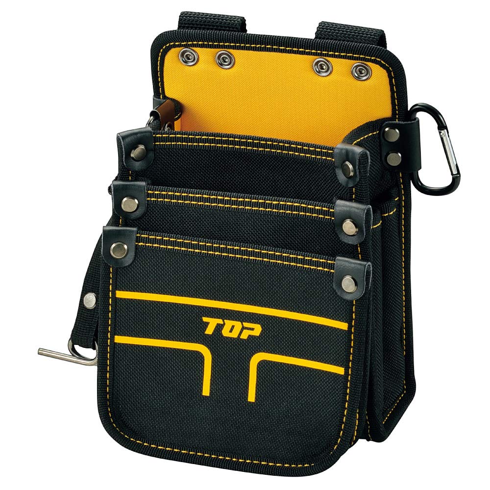 TOP TPD-301S Waist Bag for Electricians, 3 Tiers, Small, Diagonal Function, Tape Holder, Carabiner Included