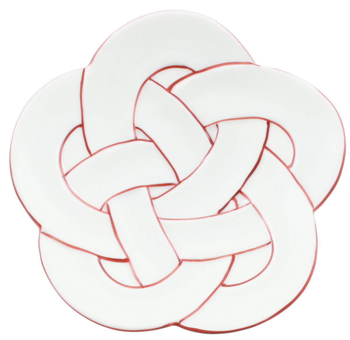 24to3 465809 Nishitomi Pottery Arita Ware Plate, Tansei Kiln, Plum Knotted, Small Plate, Plate, Vermilion, New Year, Dinnerware, Made in Japan