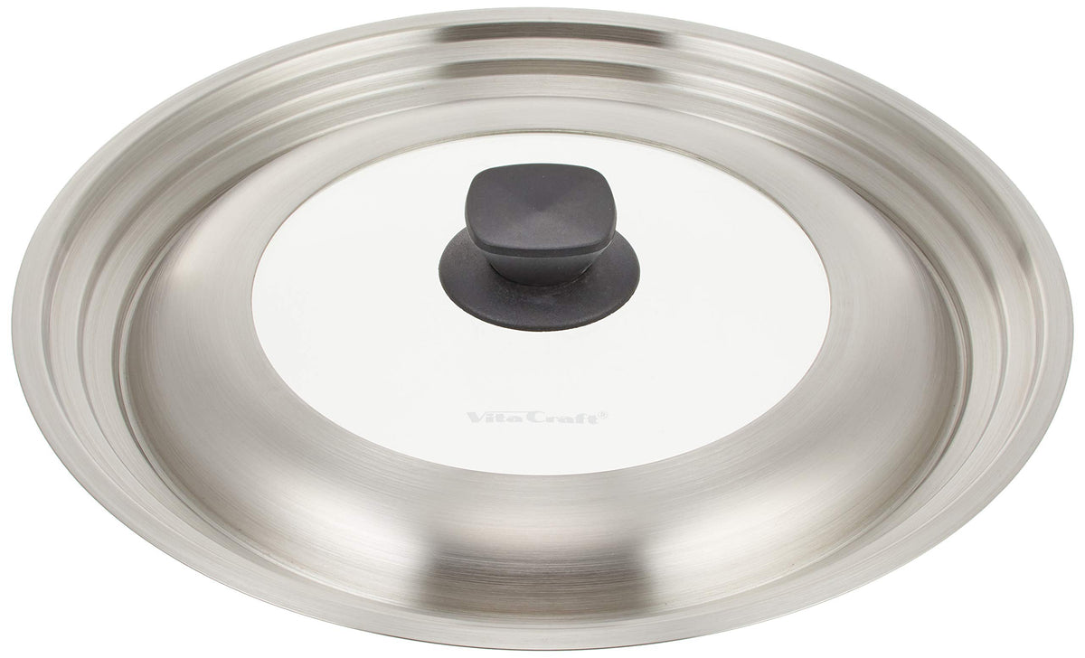 Vitacraft 3203 Frying Pan Lid Cover, L, For Inner Diameter 10.2, 11.0, 11.8 inches (26, 28, 30 cm), Stainless Steel, Glass Window Included