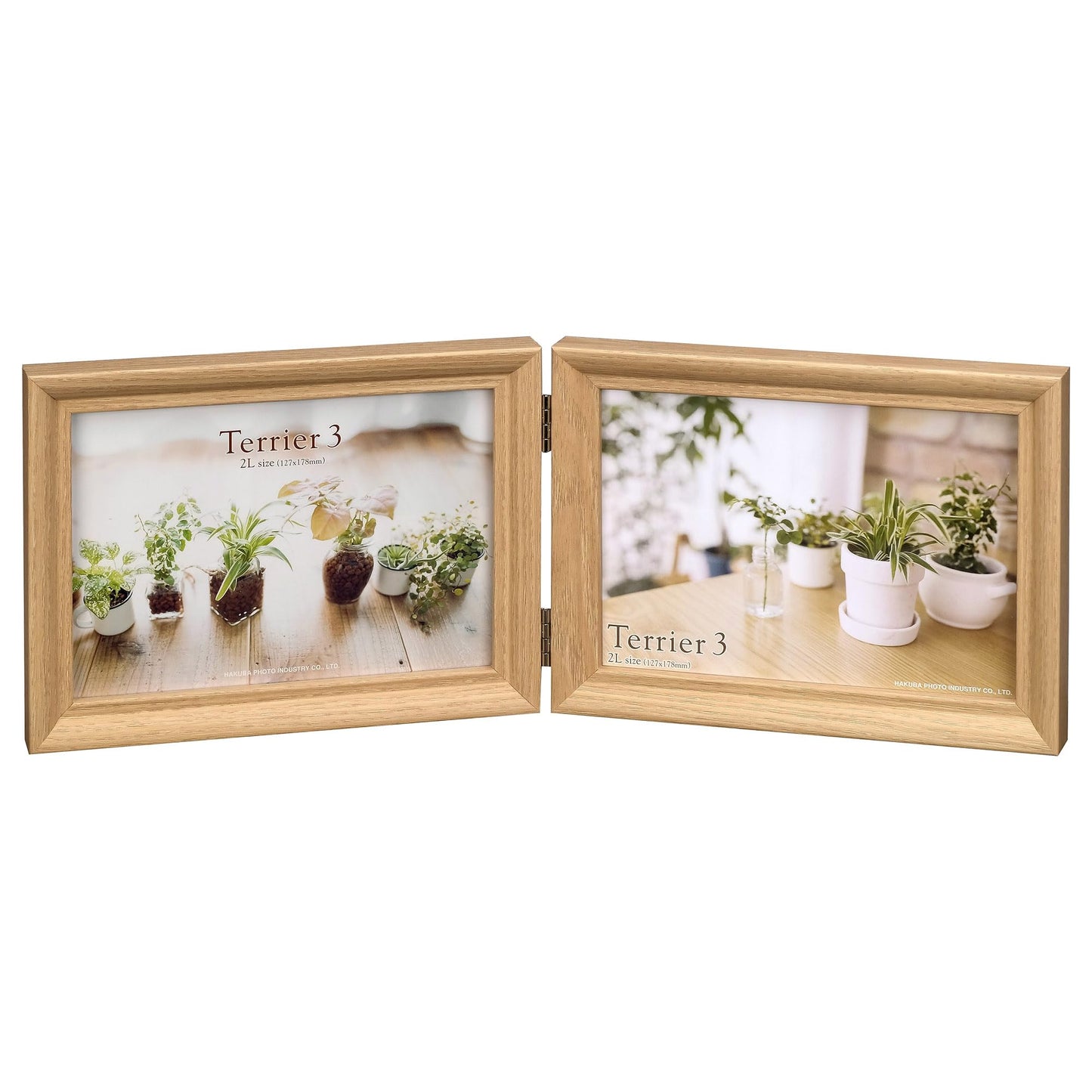 Hakuba FWTR3-NT2L2Y Terrier 3 Wooden Photo Frame, 2L Size, 2-Sided, Horizontal, Natural
