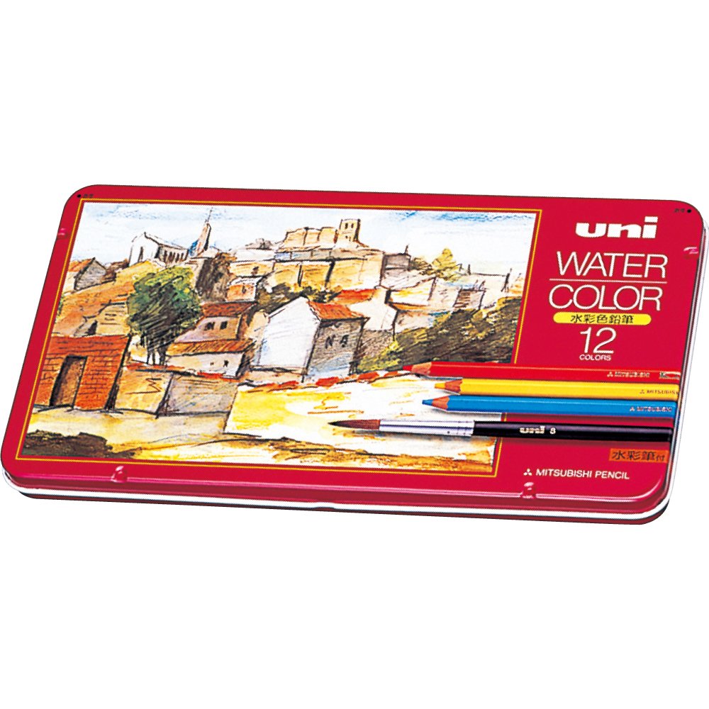 三菱鉛筆 Mitsubishi Pencils UWC12C Watercolor Pencils, Uniwater Color, 12 Colors