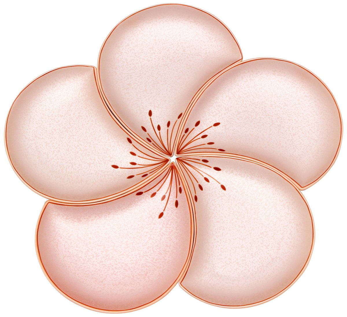 有田焼うつわ紀行(Aritayaki Utsuwa) Arita Ware Kouraku Kiln 97907 Plum Flower Petals, Set of 5, Akebono Glaze Silver