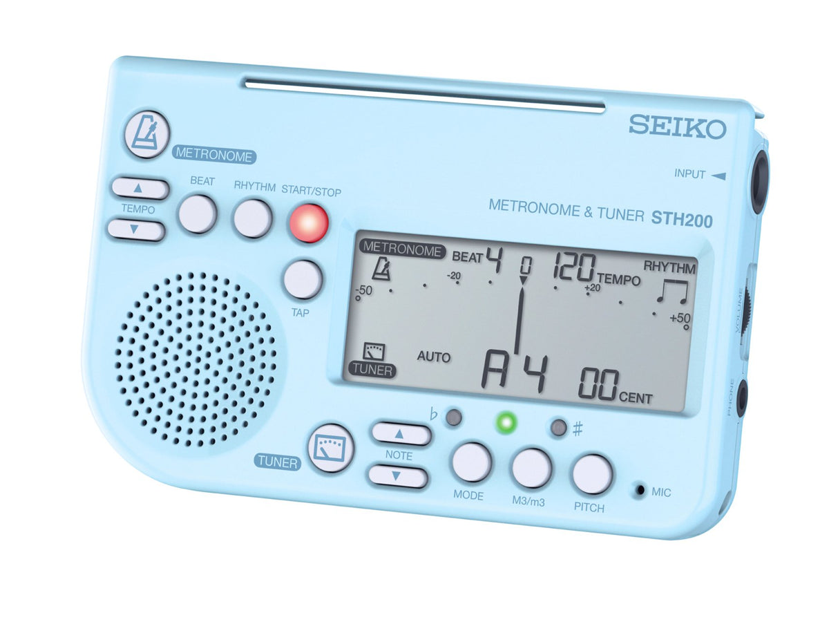 Seiko STH200L Metronome Tuner, Loud Volume, Can Be Attached to Music Stands, Perfect for Brass Band, Blue