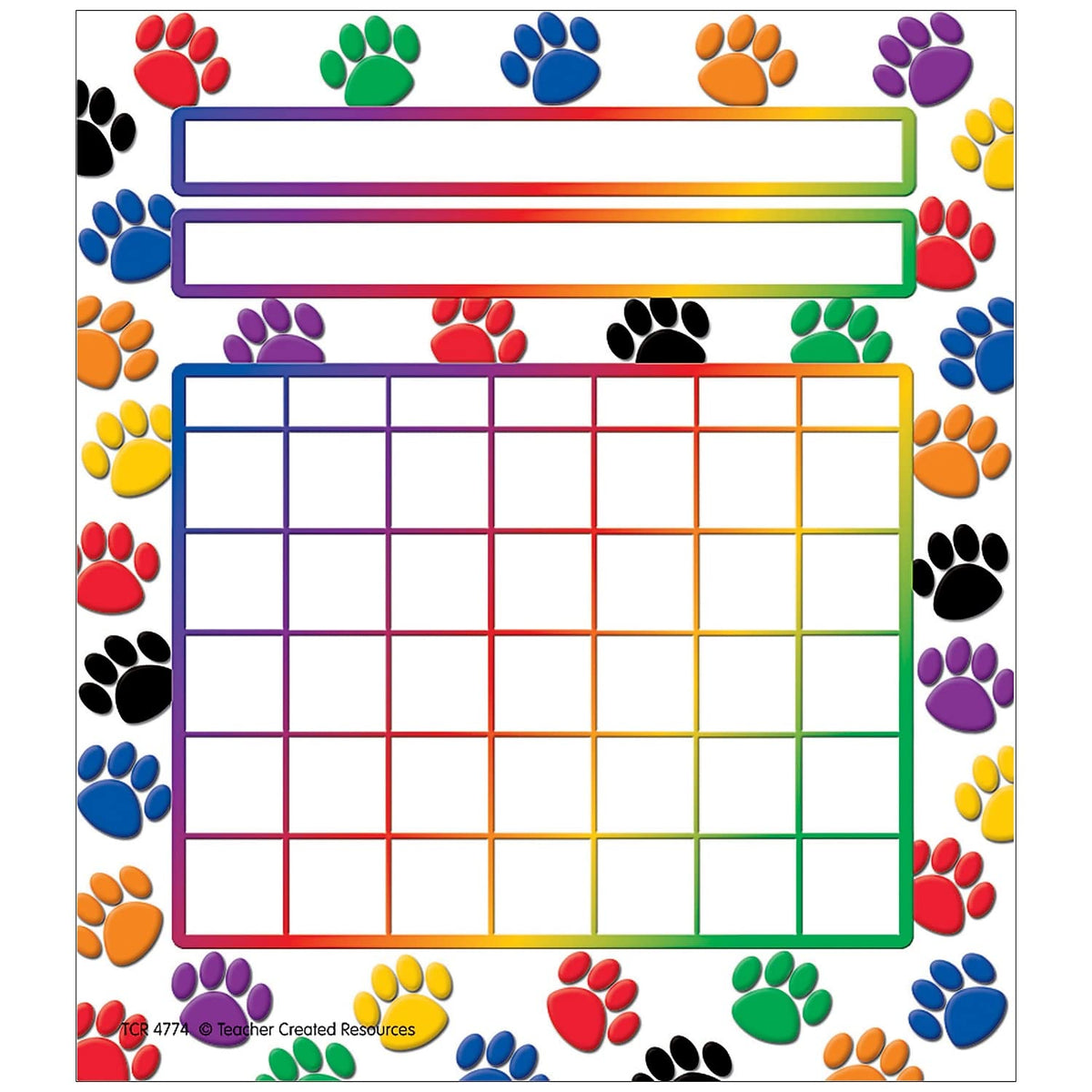 Teacher Created Resources Colorful Paw Prints Incentive Charts (4773)