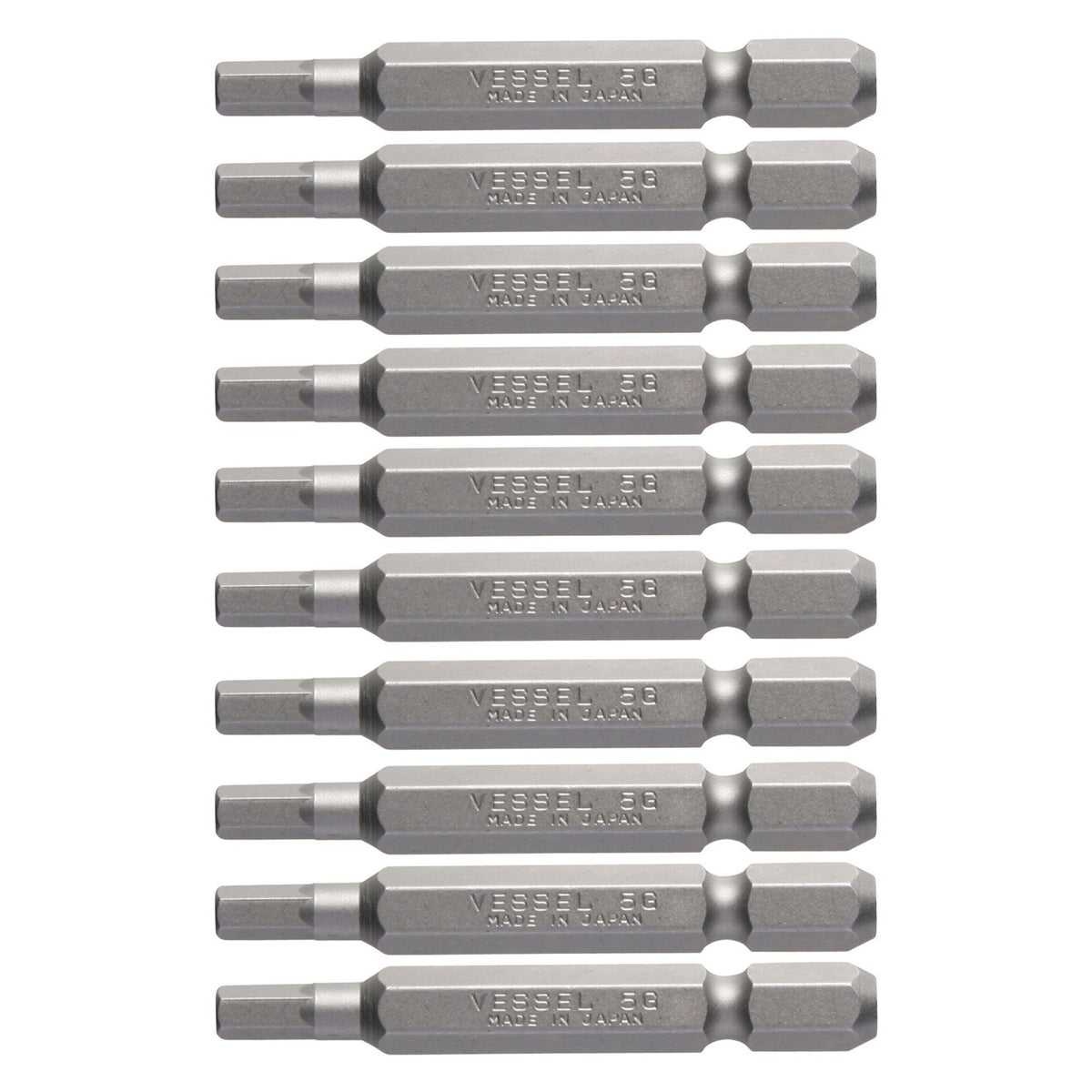 Vessel Hex Bit Hex Socket Bolt for Screws, 0.2 x 2.6 inches (5 x 65 mm), Set of 10, Hardness: G (Standard Hardness) A19 ZP