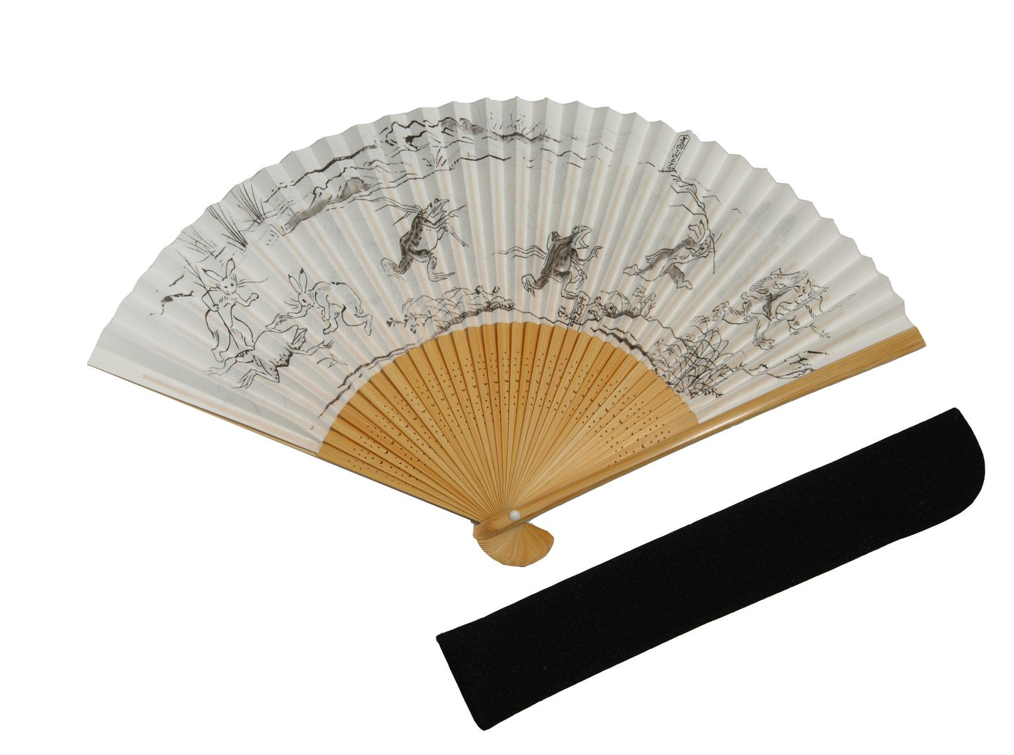 HASEGAWA HASEGAWA Folding Fan Birds And Beasts Caricature Made in Japan