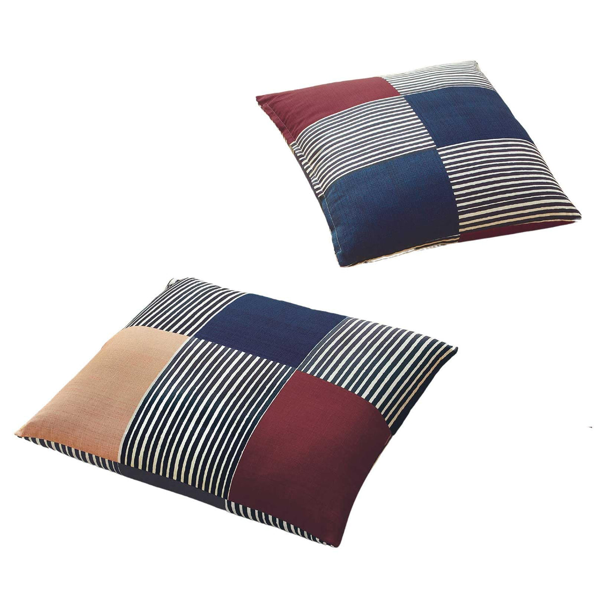 Yamahati Syouji 92103100 Zabuton Cover, Mikawa Stripe, Modern Navy, 2-Piece Set, Made in Japan, Cute, Stylish, 100% Cotton, Japanese Style, Indoor Visitors, Pattern, Modern Retro, New Life, Moving,