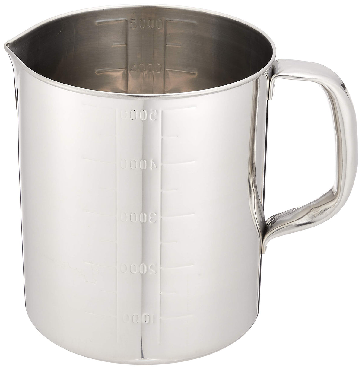 Endo Shoji TKG BMZ01005 Water Trout, Measuring Cup, 1.3 gal (5 L), Stainless Steel, Rust Resistant, Hygienic, Easy to Use, With Spout and Scale, Diameter x Height 7.1 x 8.3 inches (180 x 210 mm),