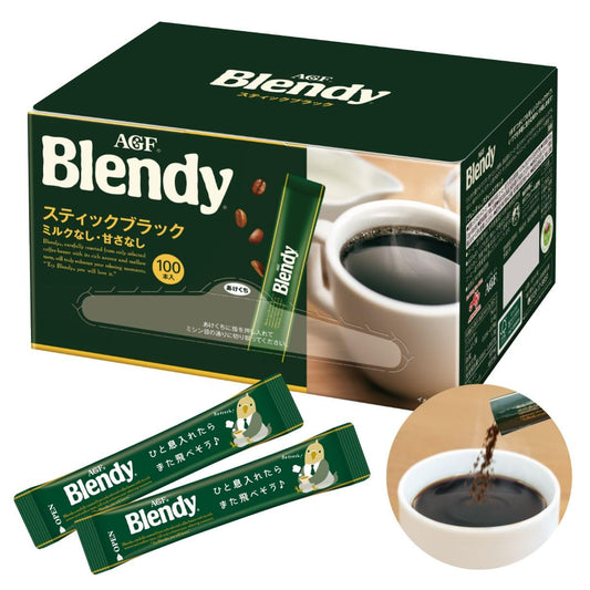 AGF Blendy Stick Black Coffee 100 Pieces Water Soluble Instant Made in JAPAN - Tokyo Sakura Mall