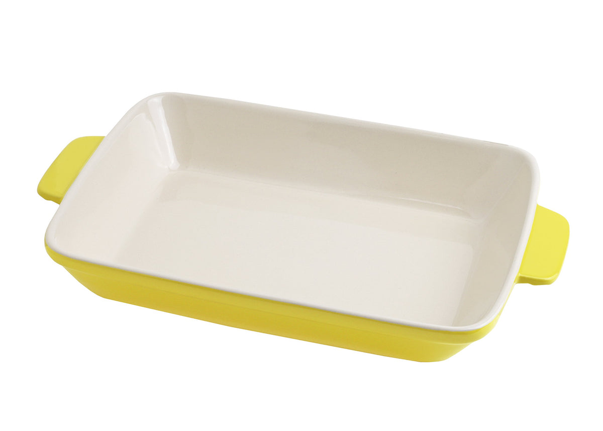 DELISH KITCHEN L-1895 Pearl Metal Gratin Dish, Yellow, 10.2 x 7.9 inches (26 x 20 cm), Bakeware