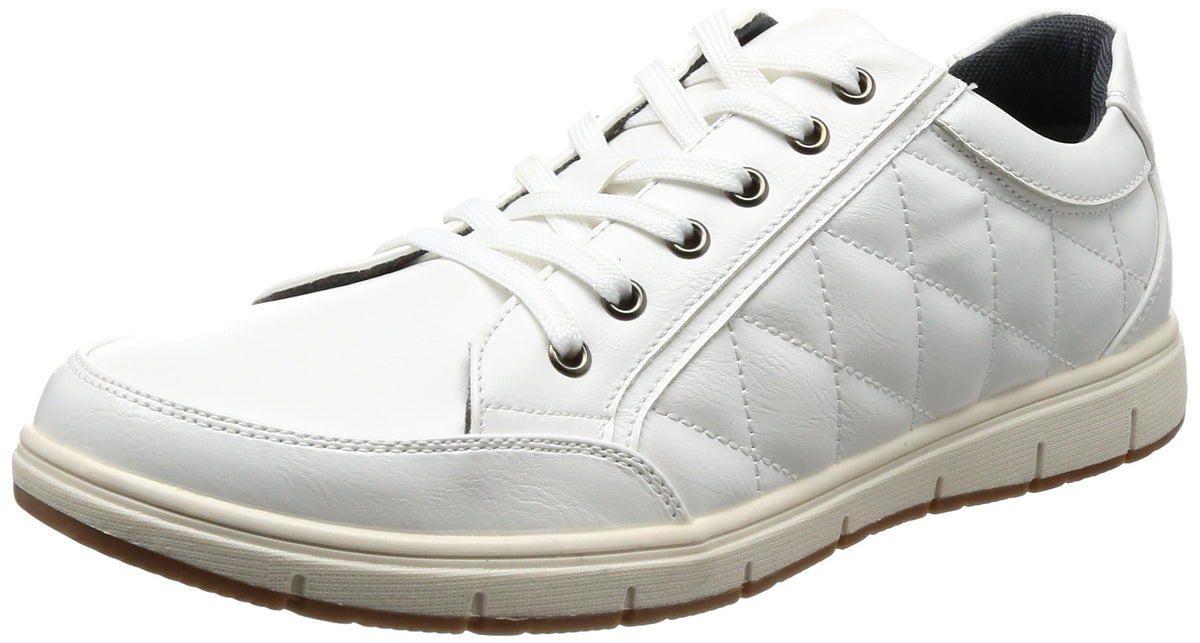 AAA+(サンエープラス) Men's Side Quilted Sneaker, wht, 8.5