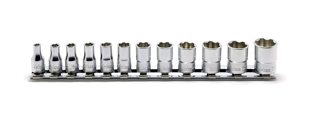 Ko-ken RS2410M/12 1/4 Sq. Dr. Socket set 4-14mm Surface 200mm 12 pieces