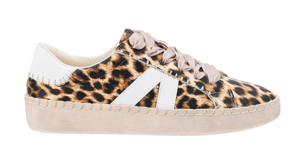 Corkys Footwear Hey Girl Friend Zone Sneaker - Featuring A Stylish Lace-Up Design with Cushioned Comfort, Perfect for Everyday Wear and Long-Lasting Support - Leopard, Size 9