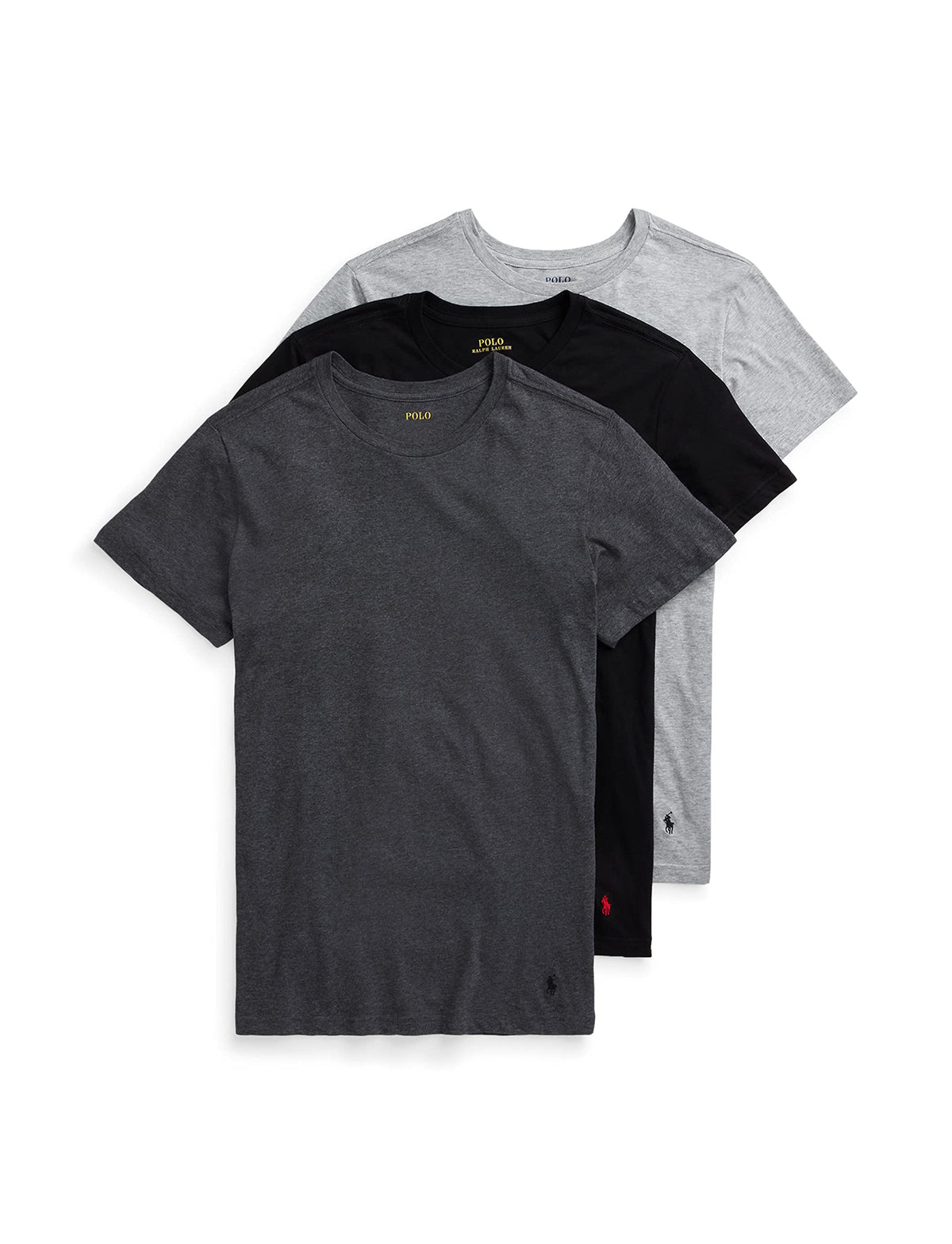 POLO RALPH LAUREN Classic Fit Undershirt w/Wicking 3-Pack Crews Andover Heather/Madison Heather/Black 2XL