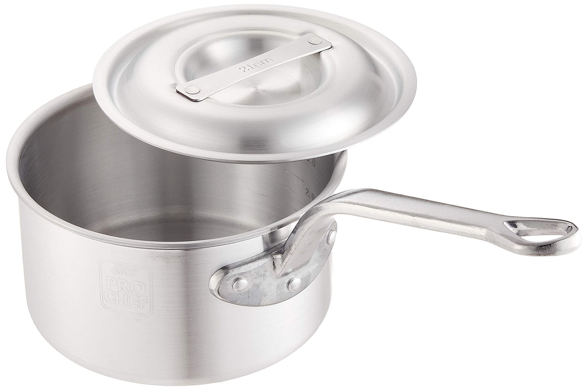 EBM Aluminum Prochef Deep Single Handle Pot with Scale 8.3 inches (21 cm)
