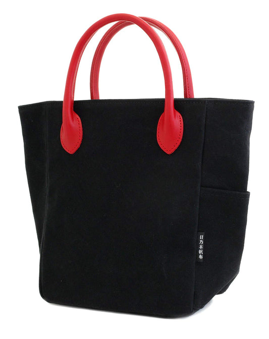 Cotton Canvas Leather Mini Tote Lunch Bag with Handle Moss Green (Black)