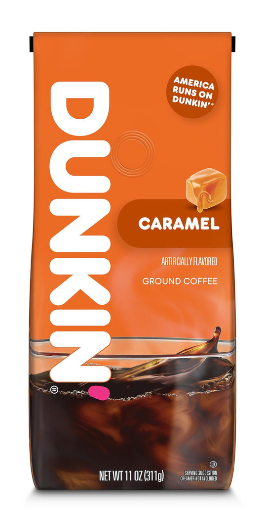Dunkin' Caramel Flavored Medium Roast Ground Coffee, 11 oz Bag