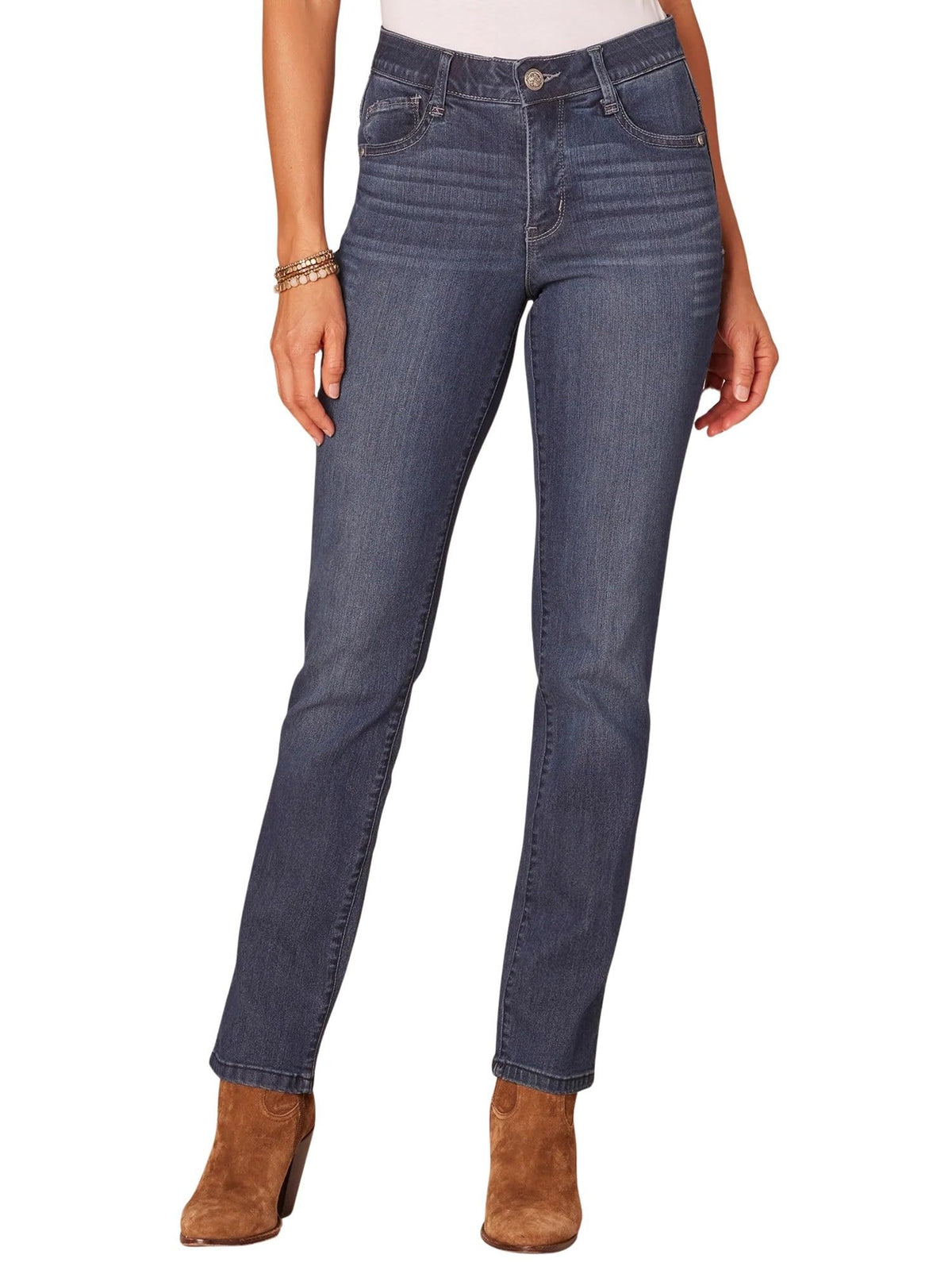 Democracy Women's Ab Solution High Rise Straight Leg Jeans (Indigo, 16)