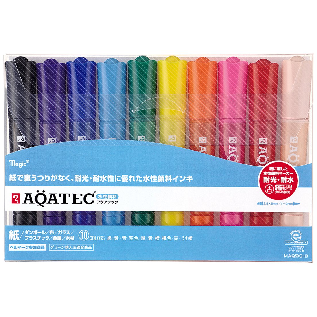 寺西化学 Magic MAQ50C-10 Water-Based Pen, Aquatec, 10 Colors