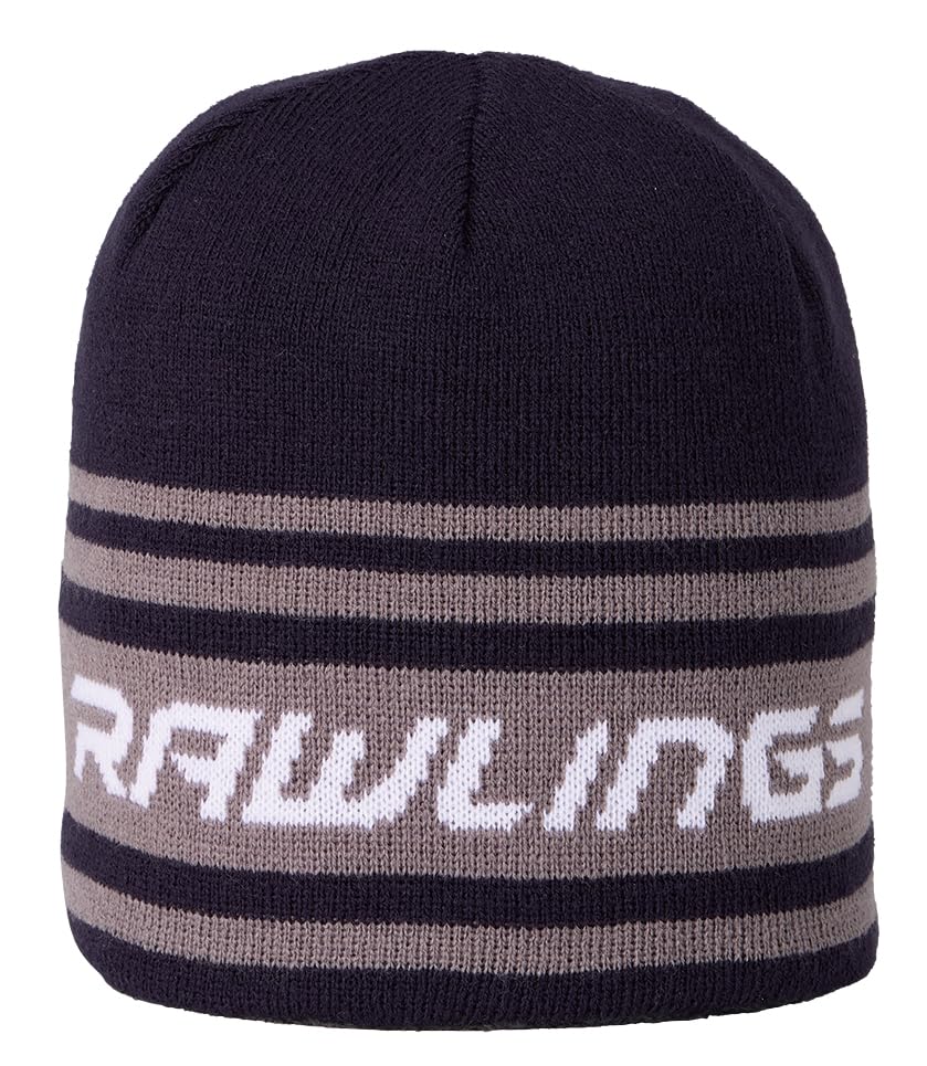 Rawlings AAC15F02 Knit Fleece Reversible Beanie Navy/Charcoal