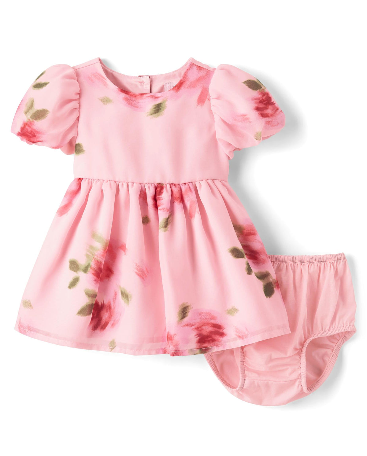 The Children's Place,Baby-Girls,and Newborn Casual Short Sleeve Dress with Diaper CoverPink Floral,3 Months,6 Months