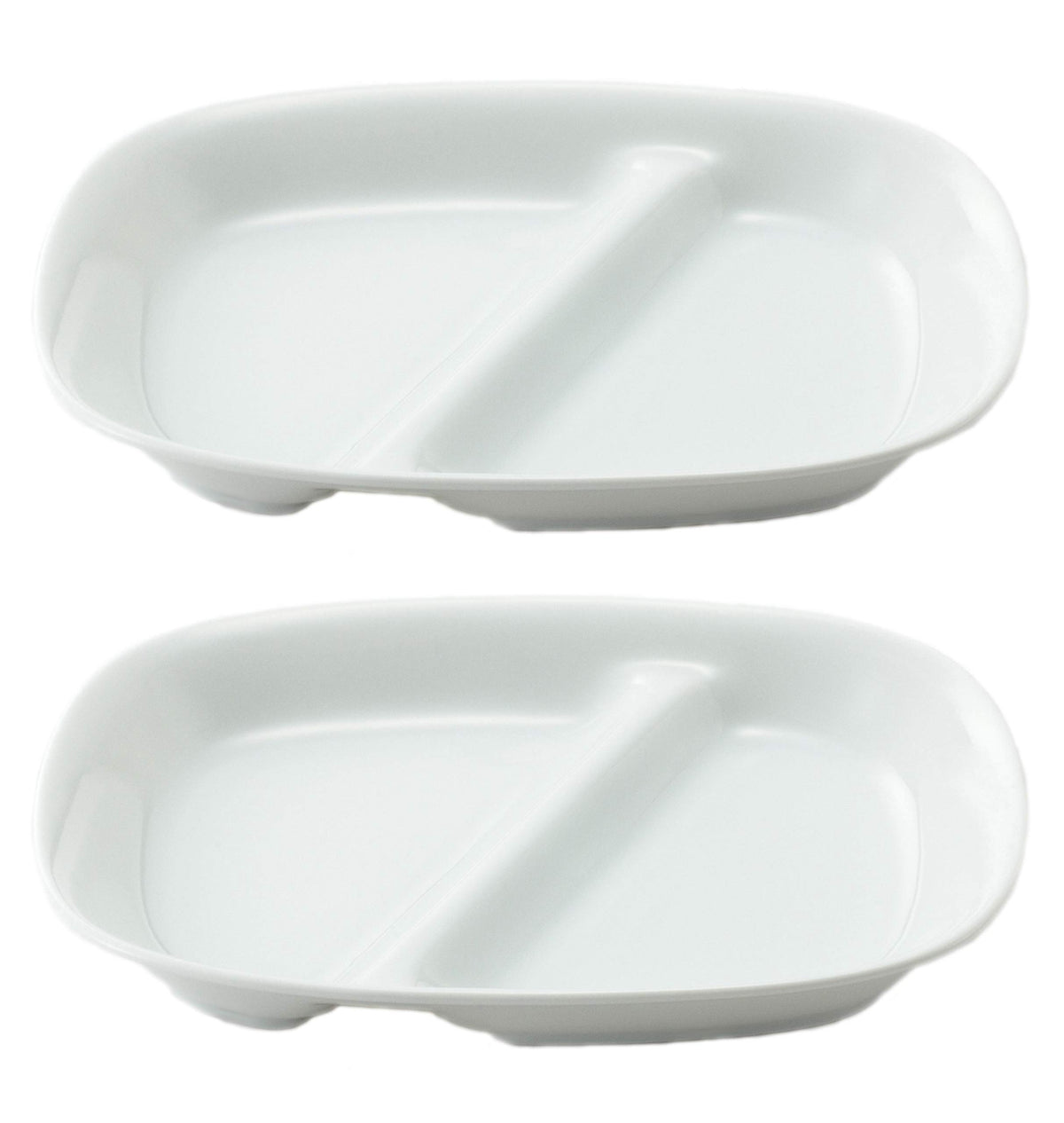 ヤマ吾陶器 Yamago Pottery Platter, White, Approx. Depth 7.1 x Width 8.8 x Height 1.2 inches (18.0 x 22.3 x 3.0 cm), Lightweight Divider Plate (Set of 2)