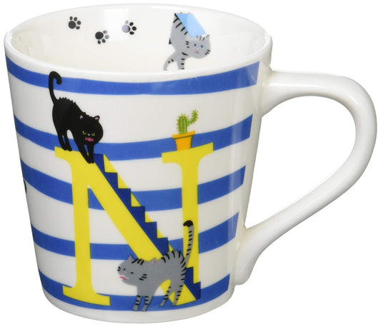 Ceramic Indigo Mug Cat Alphabet N 13095