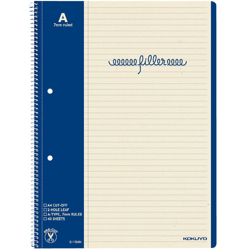 Kokuyo filler notebook A4 usually ruled paper 2 hole margin KeiIri scan -15AN