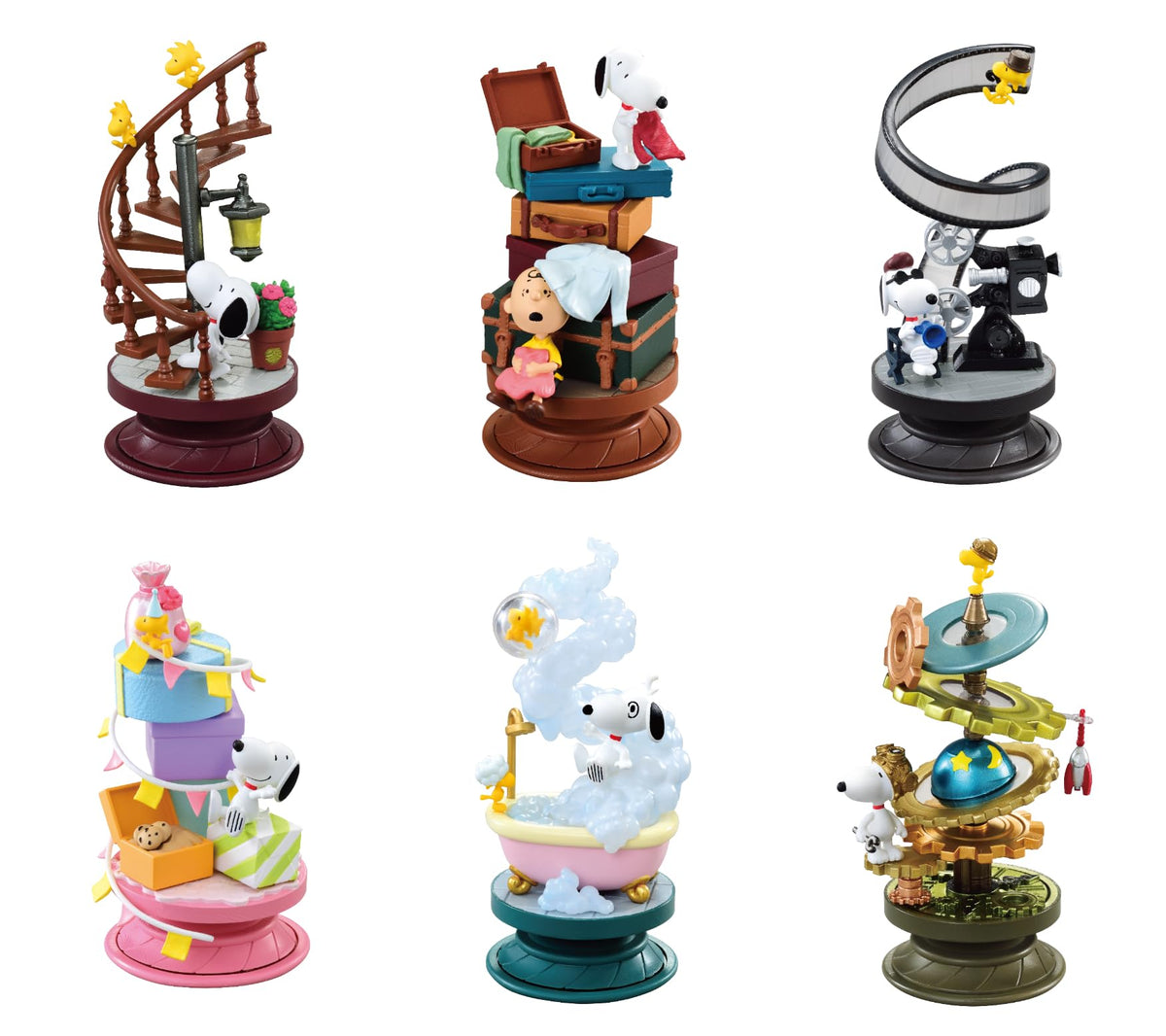 Reement Peanuts Snoopy Spiral Diorama 6 Pieces, 1 Box, Single Size (H x W x D): 5.1 x 2.8 x 2.8 inches (130 x 70 x 70 mm), PVC, ABS