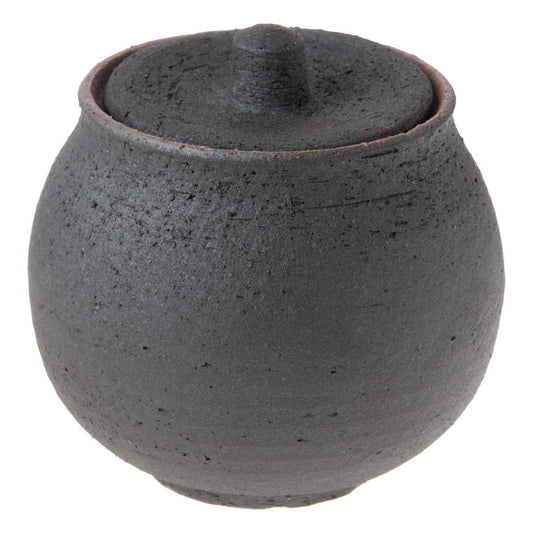 Hechimon MR-3-3535 Shigaraki Ware Absorbs Moisture and Maintains Smooth Salt Pot, Small, Black, Canister, Ceramic, Storage Container, Salt Container, Made in Japan