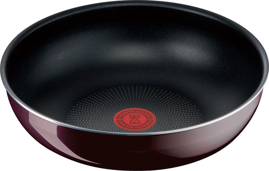 Tefal L43977 Ingenio Neo Vintage Bordeaux Intense Wok Pan with Removable Handle, 10.2 inches (26 cm), Deep Wok, Compatible with Gas Fire