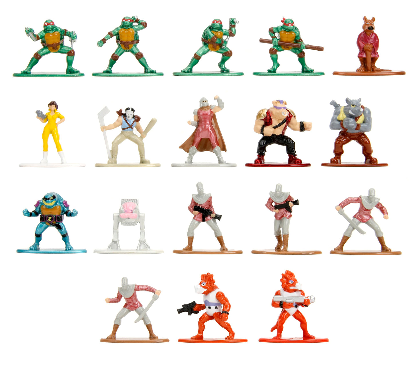 Jada TMNT 1.65" 18-Pack Wave 2 Die-Cast Figures Nano Metalfigs, Toys for Kids and Adults