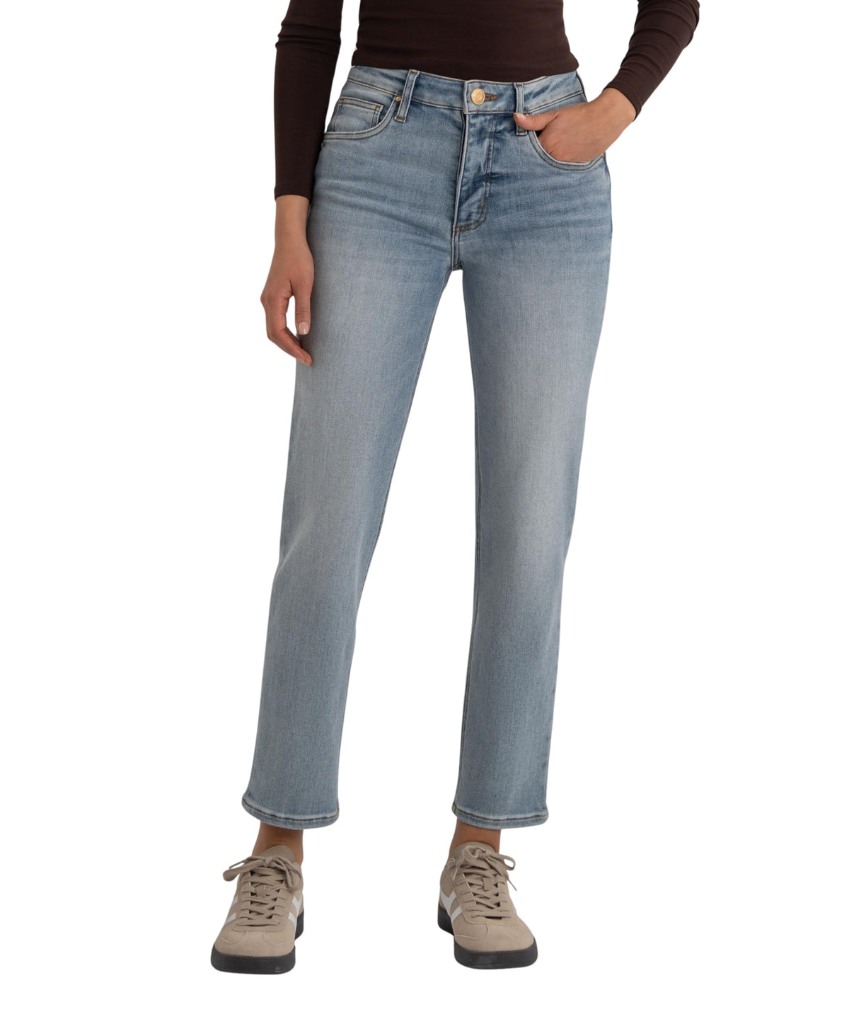 KUT from the Kloth Womens Rachael High Rise Fab Ab Mom Regular Hem Jeans (8, Action)