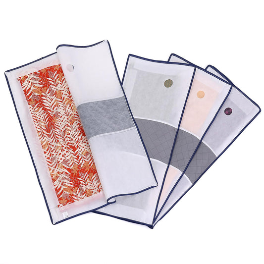 ASTRO 171-49 Kimono Storage Bag, White x Gray, Activated Carbon Deodorizing, 3-Way Opening, 4-Piece Set, Transparent Window, Non-Woven Fabric, Zipper Type