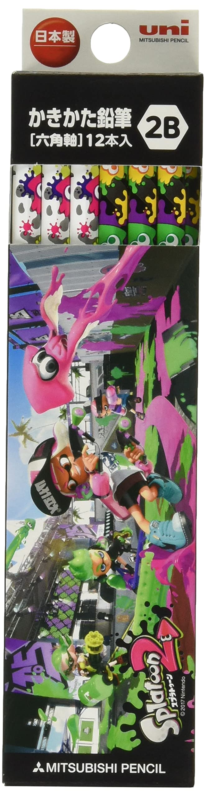 Mitsubishi Pencil K56242B Splatoon 2 STS2 2B, 1 Dozen Pencils, Paper Box