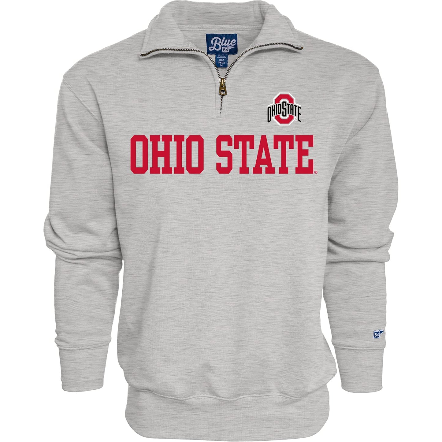 Blue 84 Men's Ohio State Buckeyes Quarter Zip Sweatshirt Grey, Grey, Small