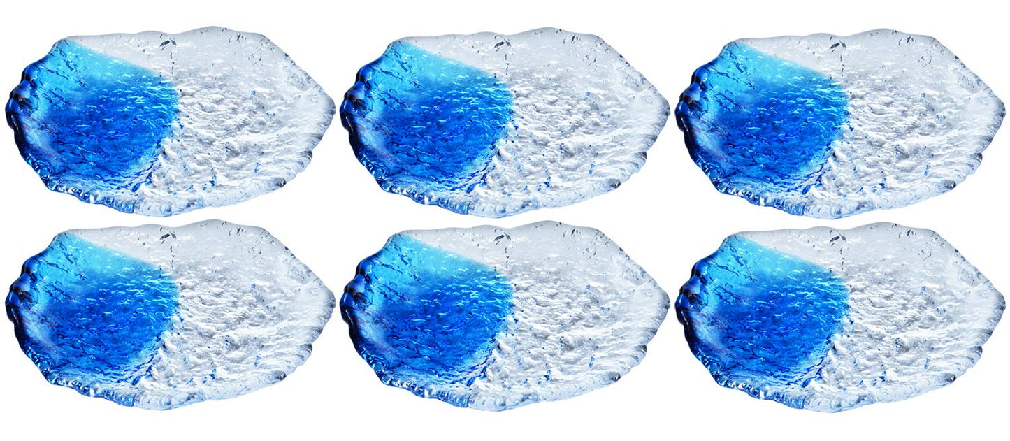 東洋佐々木ガラス Toyo Sasaki Glass Small Plate, Blue, Approx. φ5.9 x 0.7 inches (15 x 1.8 cm), Clear Dew, Made in Japan, 40248SHB, Pack of 6