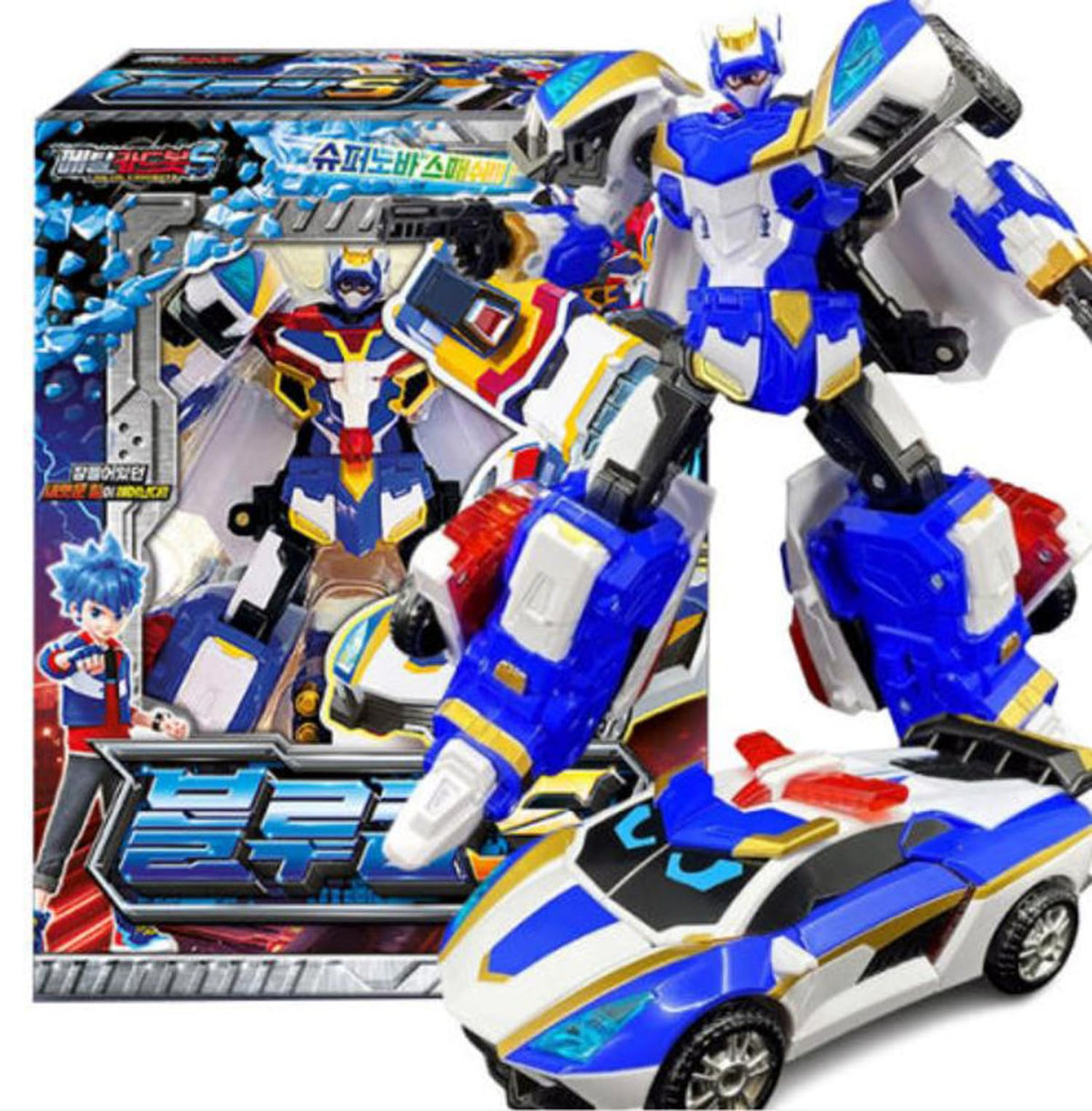 Metal Cardbot S Transforming Robot Figure Car Toy (BLUE COP S Police Car)