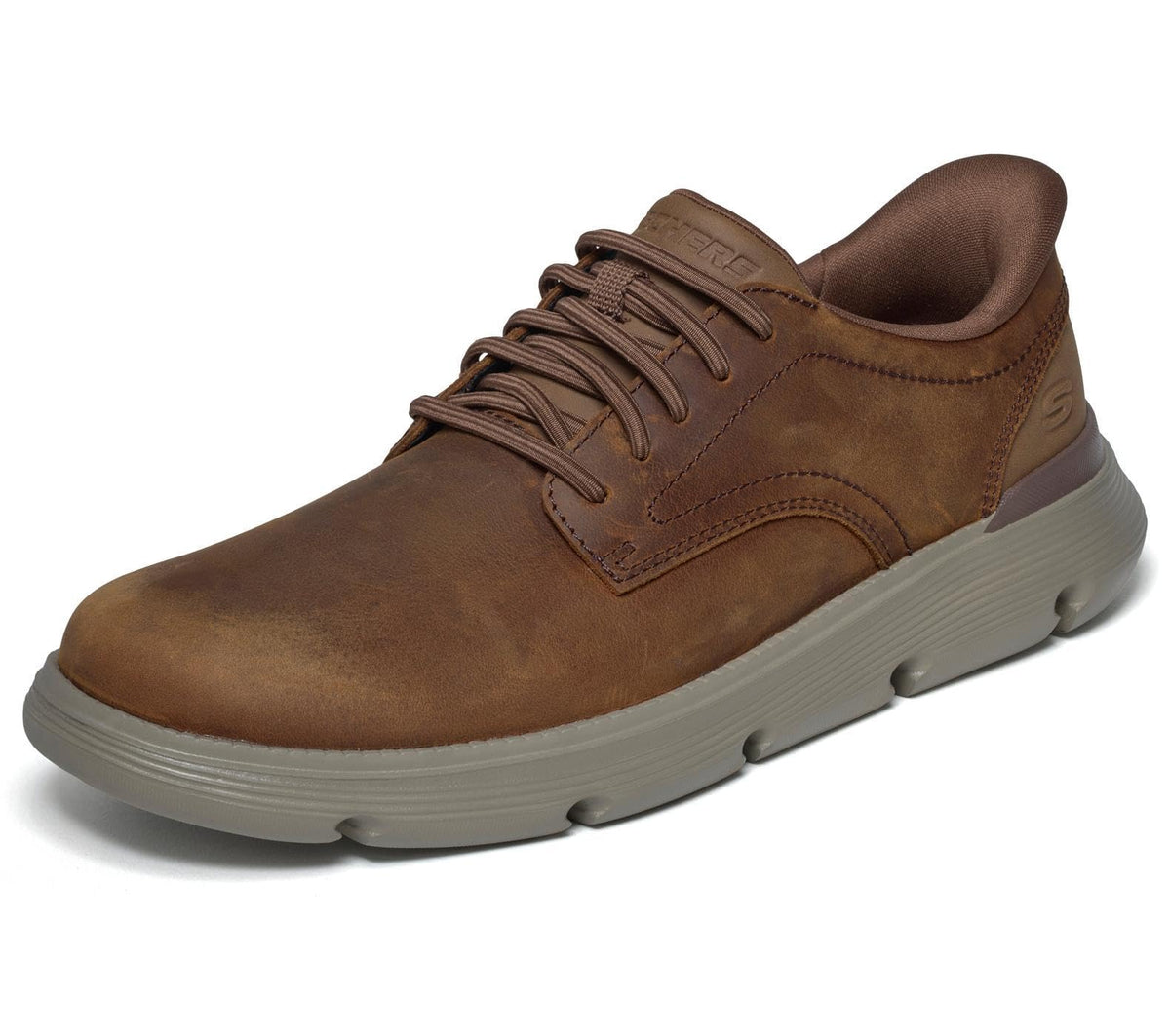 Skechers Men's Slip-Ins Garza Leather Trainers, Dark Brown, 7.5 US