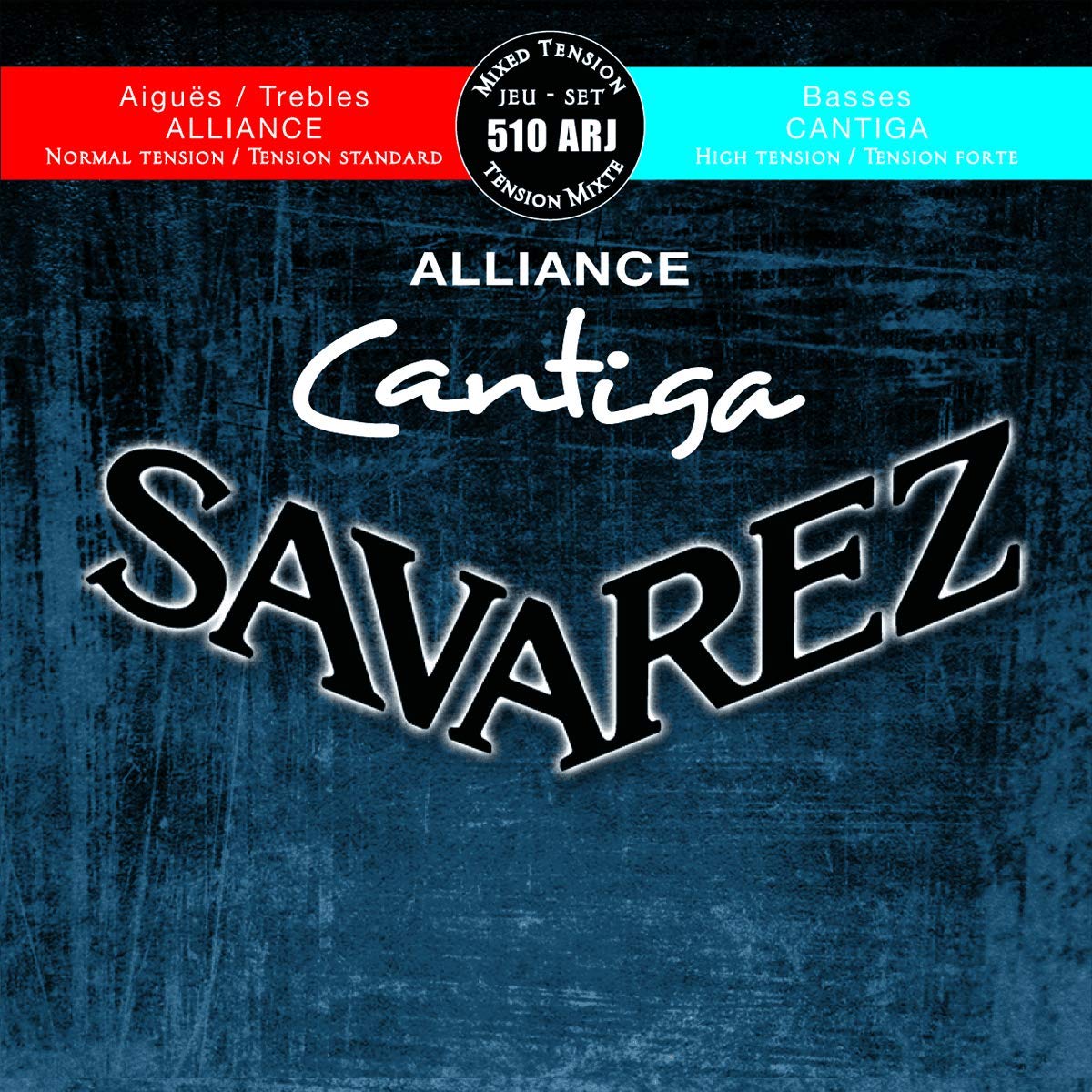 Savarez Classical Guitar Strings Cantiga Alliance 510ARJ Normal Tension Alliance Trebles, High Tension Cantiga Basses, Mixed Tension, Full Set (STSAV51-50358)